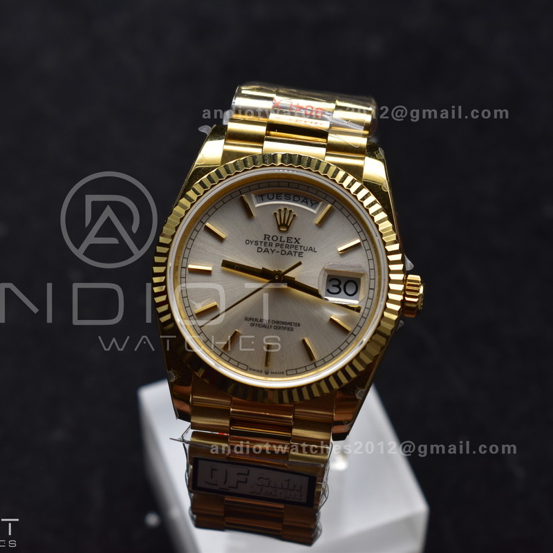 DayDate 36 YG QF Best Edition 904L Steel Silver Dial on President Bracelet vr3255 V5 (Gain Weight)